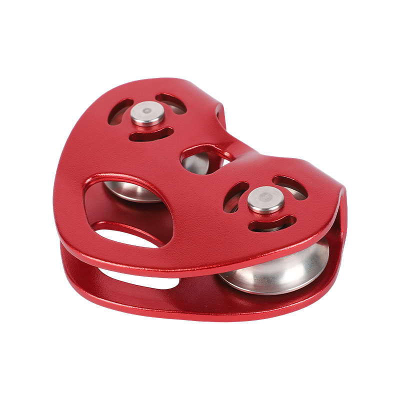HT-SZ-01 Outdoor Mountaineer Aluminum Tandem Rock Climbing Double Pulley Ball Bearing Twin Wheels Crossing Industrial Fall Arrester
